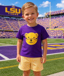 Boys LSU Tigers Graphic Tee & Gingham Shorts Set